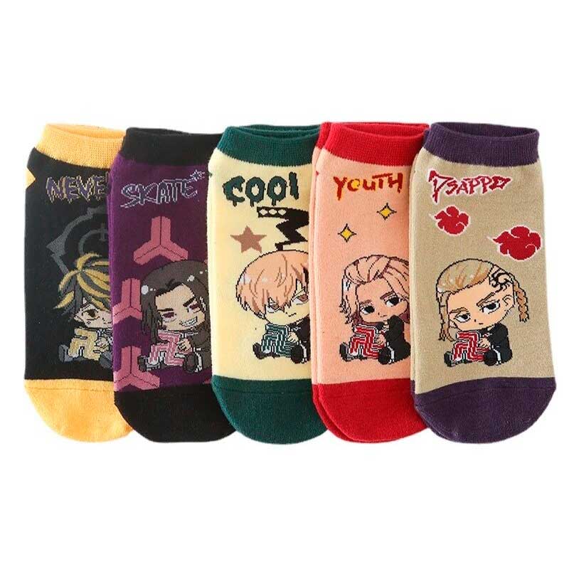 Pack de calcetas tobilleras con personajes anime estilo chibi en distintos colores – Capitán Style en Bodega Italia